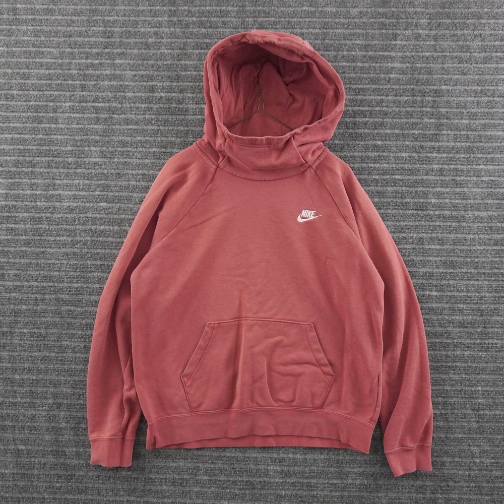 Nike Hoodie Women Medium Pink Funnel Neck Pullover Fleece Sportswear